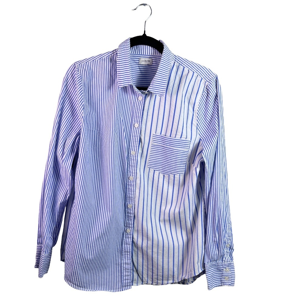 J.Crew Mixed Stripe Button Down Shirt 2010s Women's M Preppy Coastal Grandmother